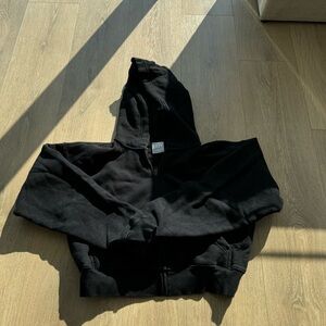 TNA Cozy Fleece Cropped Zip Up Sweatshirt - Black